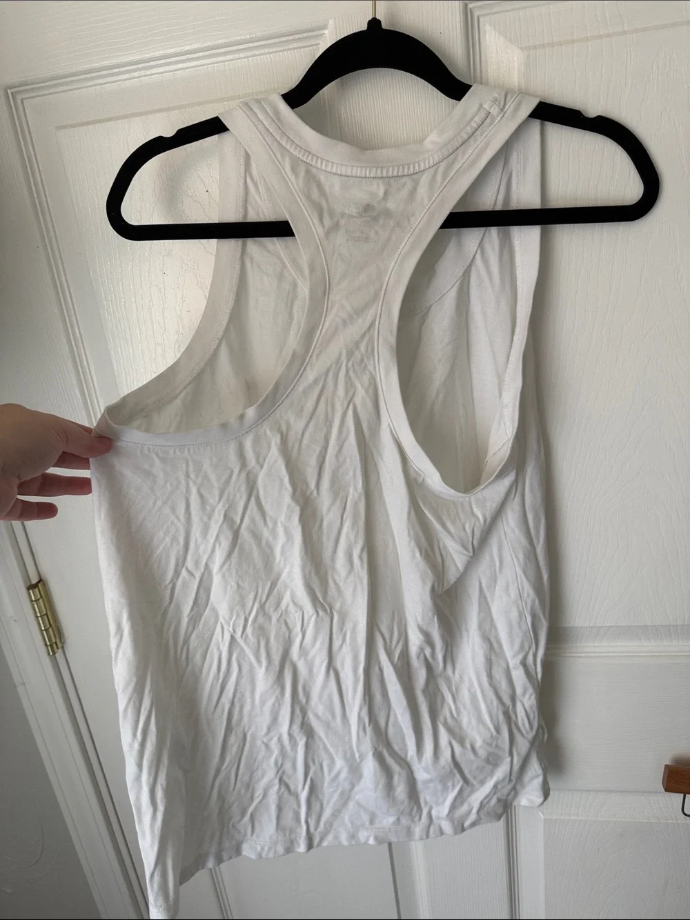 Nike White Tank Top with Black Swoosh Pocket